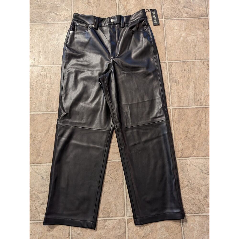 New Blank NYC sz 29 The Baxter Ribcage Straight Leg Vegan Pants crop black R4